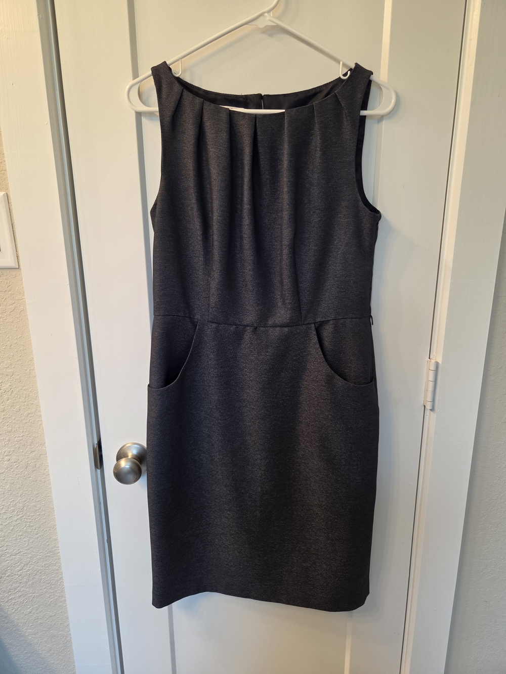 Sleeveless Sheath Dress in Charcoal Gray